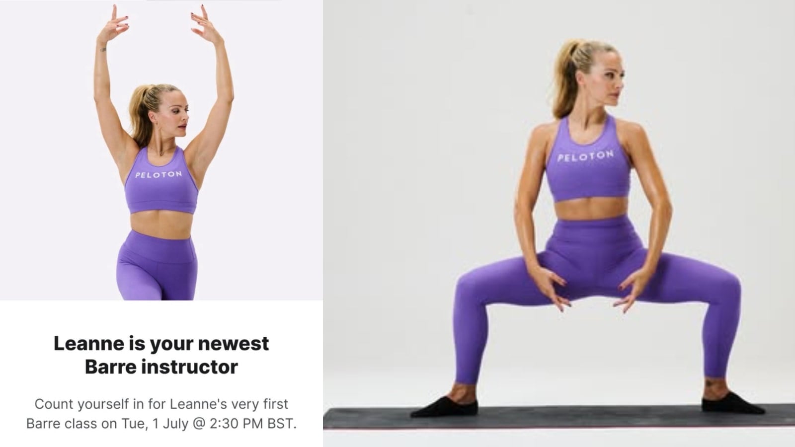 Leanne Hainsby will be teaching Peloton Barre classes.