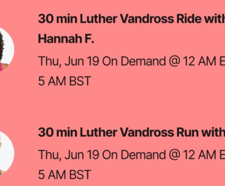 Peloton Luther Vandross classes. Image credit Peloton social media.