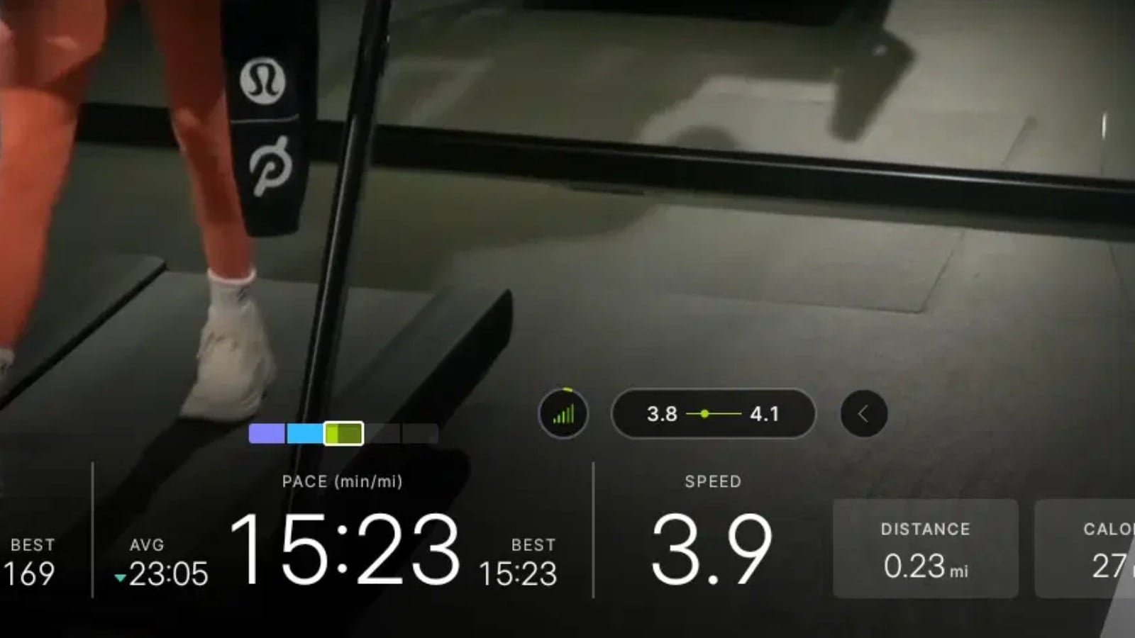 Brisk pace during a Peloton walking pace target class.