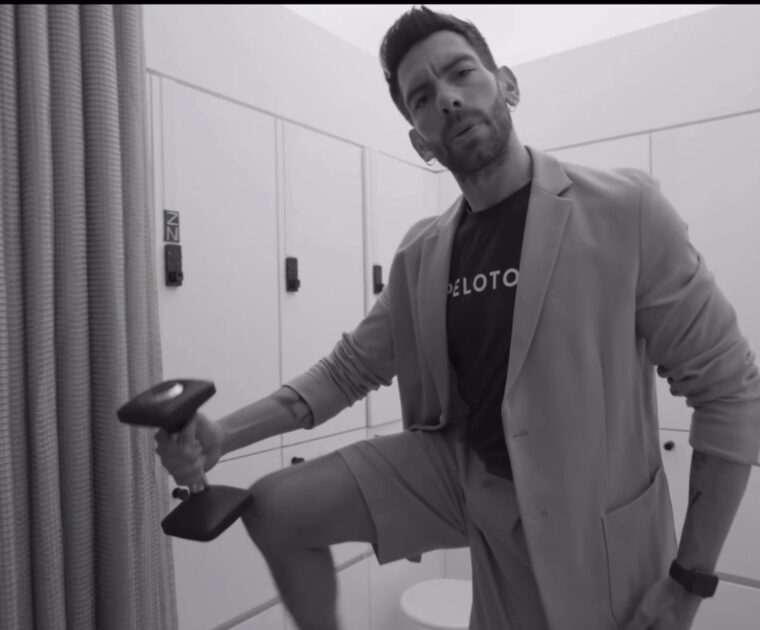 Matty Maggiacomo doing a Sunset Boulevard parody during a Peloton class.