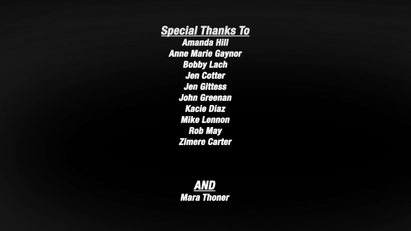 End credits for the Peloton class thanking everyone involved in creating it.