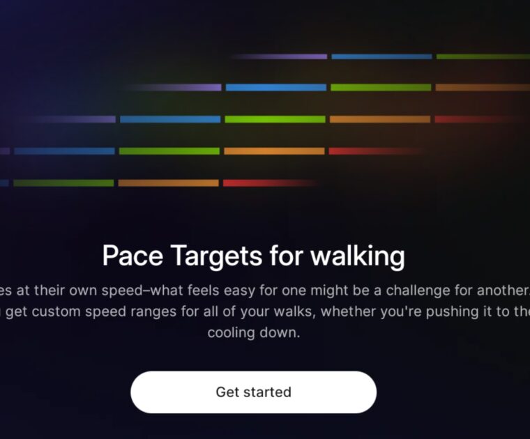 Overview screen for walking pace target feature on Peloton.