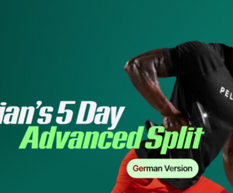 Adrian Williams' 5 day split training program in German on Peloton.