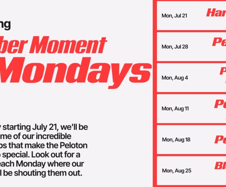 @PelotonStudios Instagram Story announcing Member Moment Mondays.