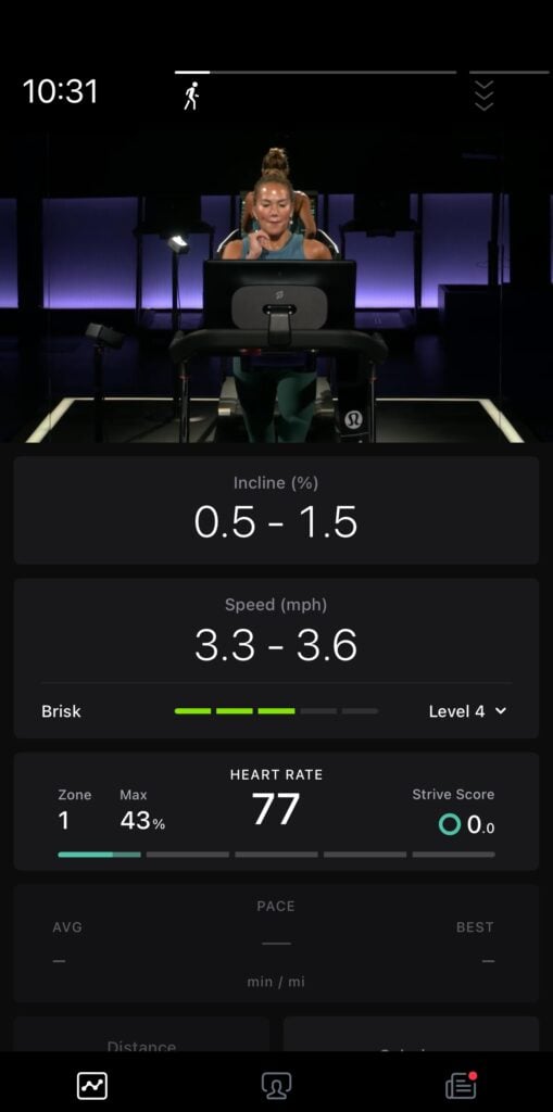 Pace targets also shown in portrait mode.