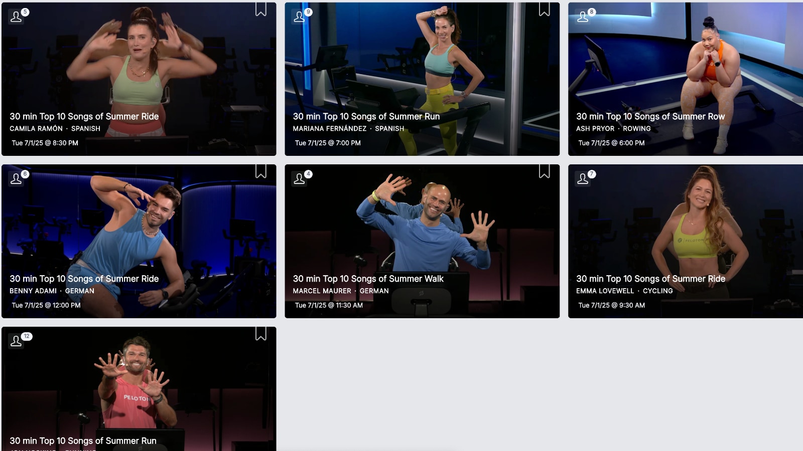 Top 10 Songs of Summer classes in the on-demand library.