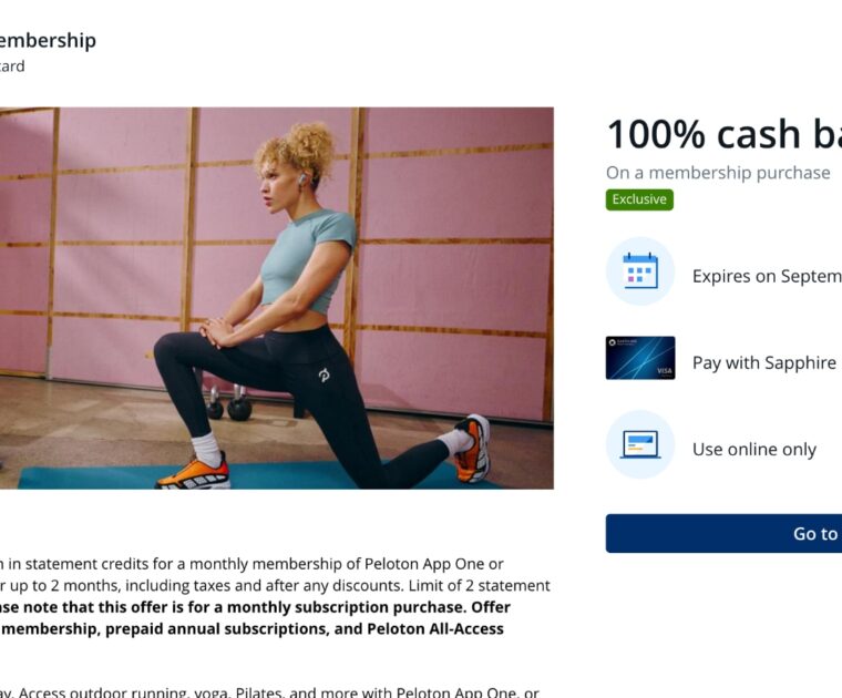 Chase Sapphire Preferred x Peloton offer.