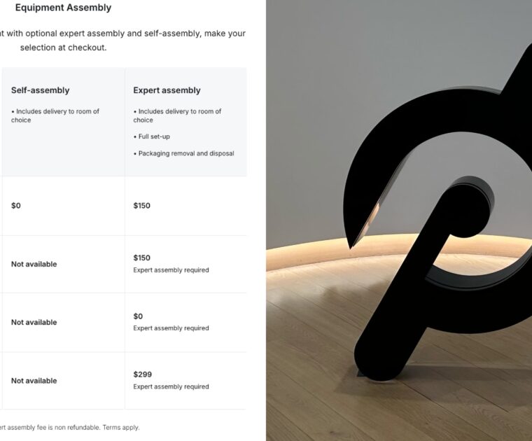 Expert Assembly Fees being added to Peloton devices.