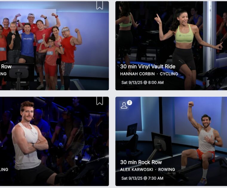 Some recent Peloton classes.