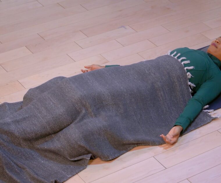 Chelsea Jackson Roberts teaching a Peloton sleep meditation class.