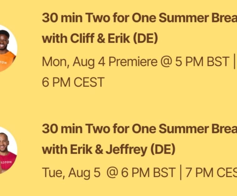 Peloton's 2025 Summer Break class list. Image credit Peloton social media.