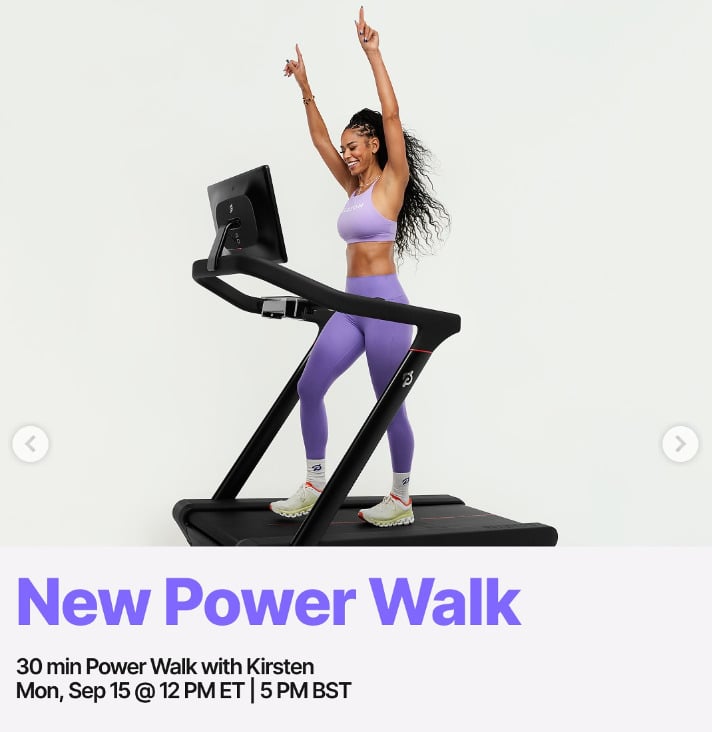 Kirsten taught a live Power Walk this week. Image credit Peloton social media.