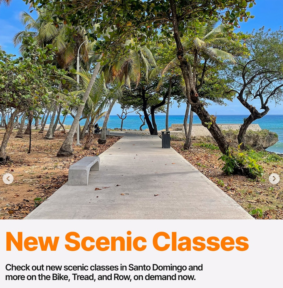 New Scenic classes from Peloton are on demand this week. Image credit Peloton social media.