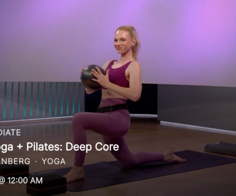 The first class in Anna Greenberg's "Deep Core" Yoga + Pilates class series on Peloton.