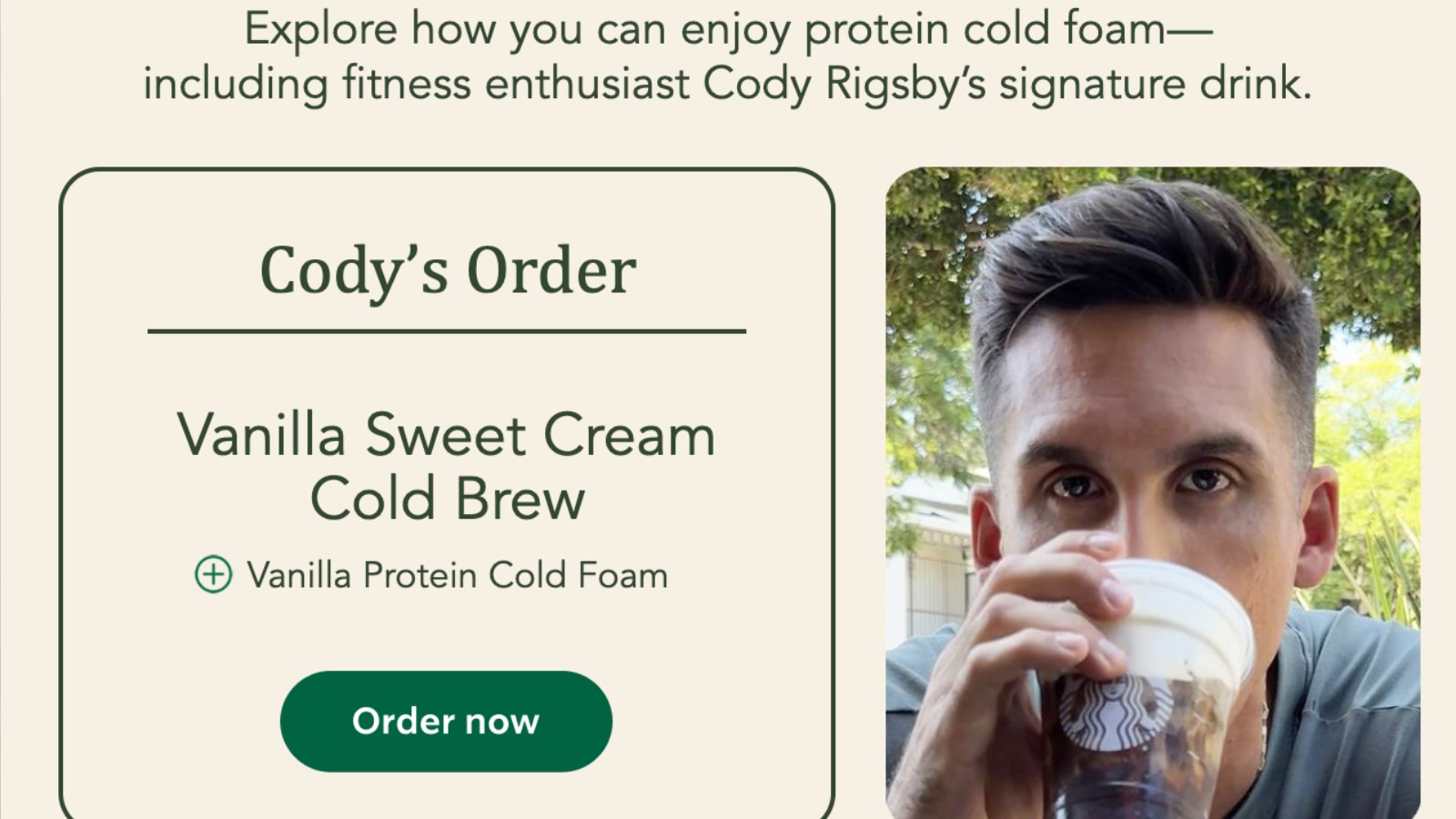 Cody Rigsby in a Starbucks email.
