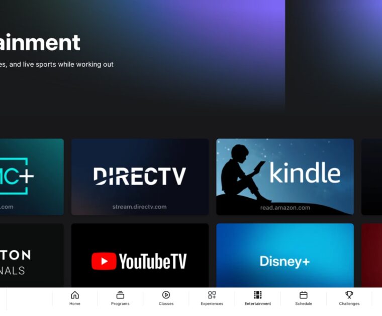 Some of the streaming TV & movie options on Peloton Entertainment.