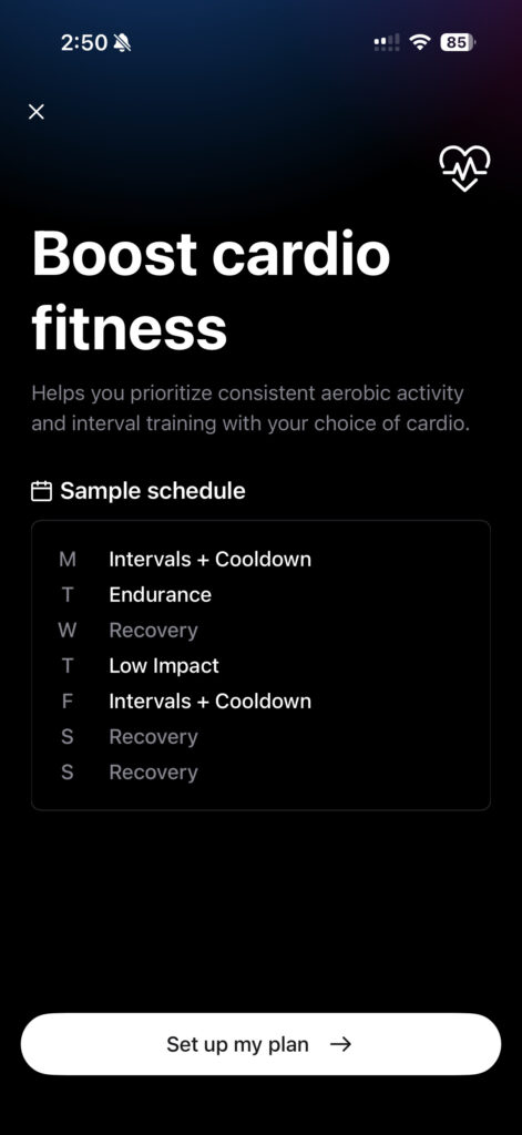 Overview of Boost Cardio Fitness goal