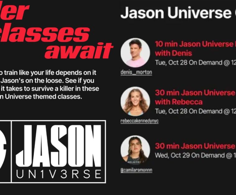 @PelotonStudios Instagram Story announcing Jason Universe classes.