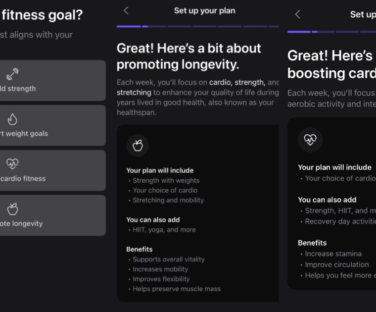 Four goals within Peloton Personalized Plans