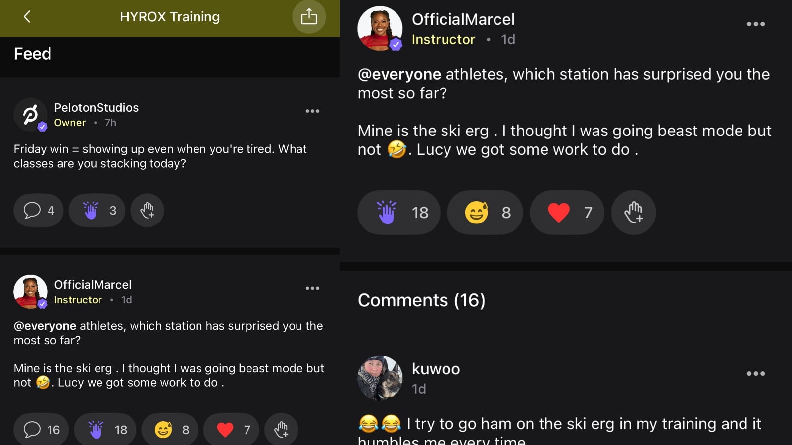 New "Official Peloton Teams" feature in the Peloton app.