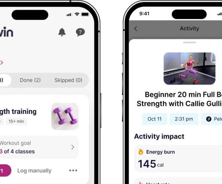 Peloton integration in the Twin Health app.
