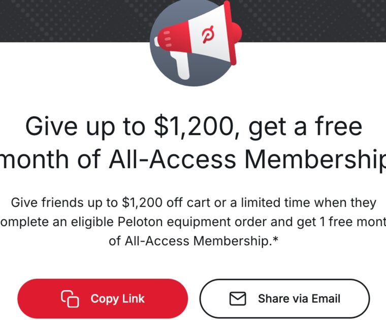 Boosted Peloton referral discounts for 2 weeks.