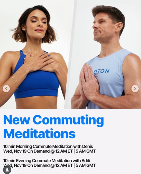 Two new Commuting Meditations will drop on demand this week. Image credit Peloton social media.