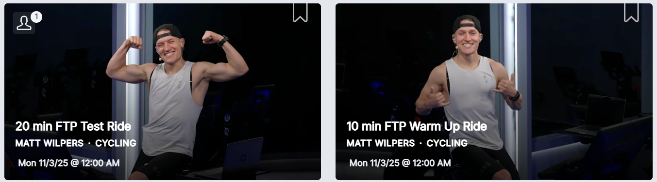 Matt's 10 minute FTP Warm Up Ride and 20 minute FTP Test from November 3, 2025