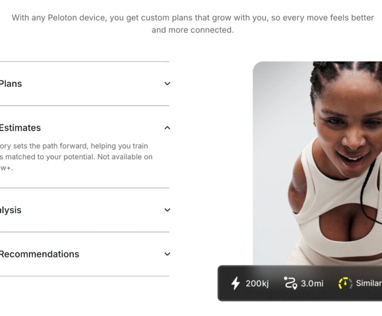 Peloton summary of Cardio Performance Estimates feature