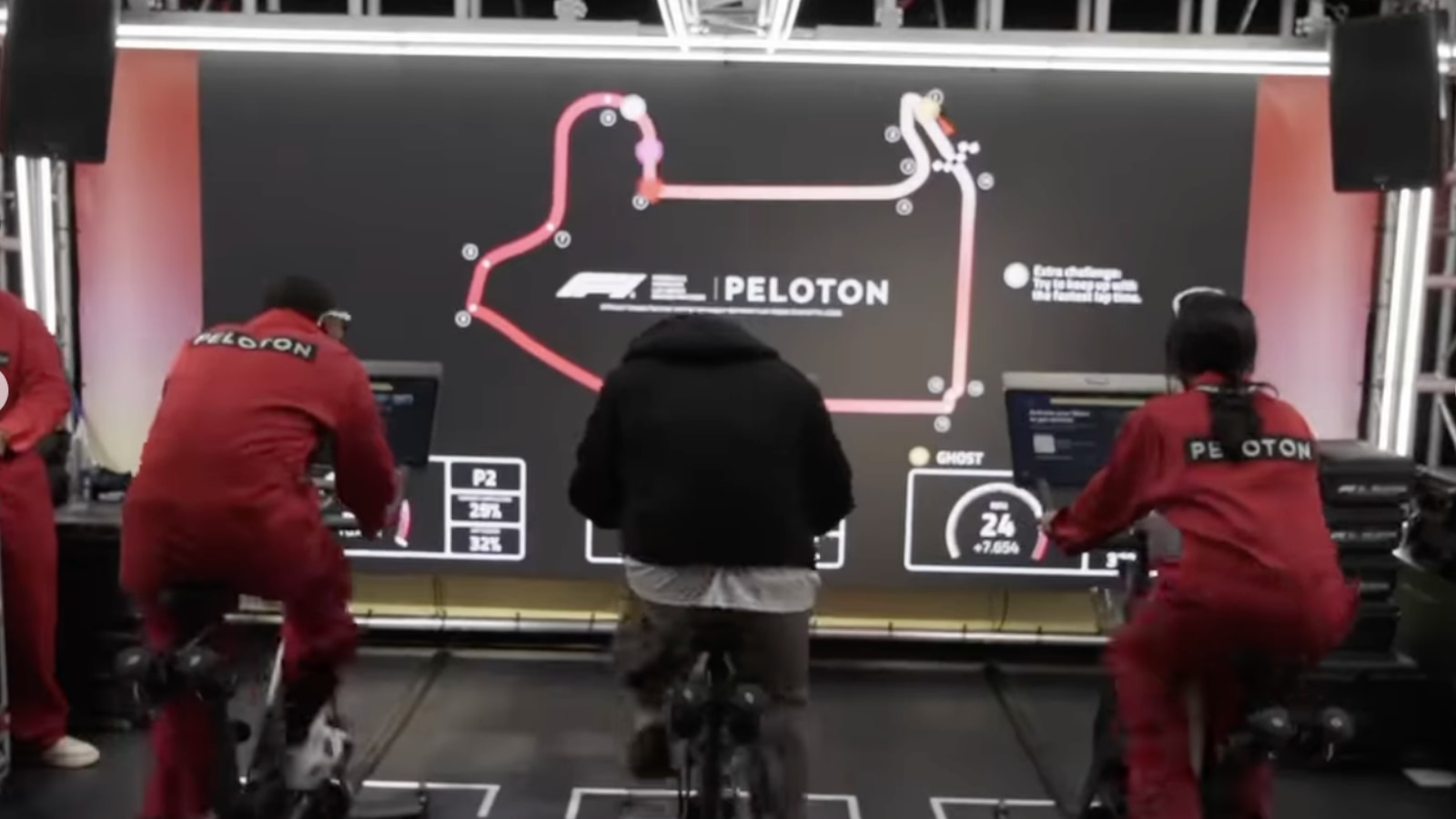 Peloton x F1 head to head game.