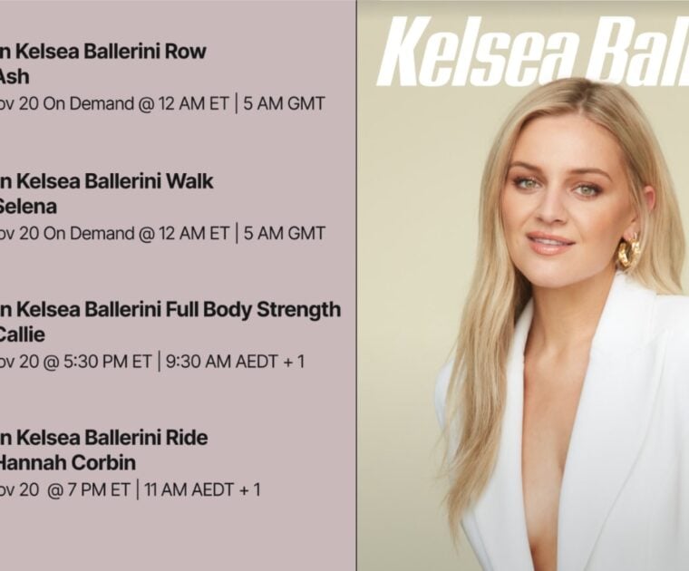 Peloton's Kelsea Ballerini artist series class list. Image credit Peloton social media.
