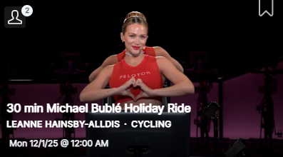 Leanne's 30 minute Michael Bublé Holiday Ride from December 1, 2025