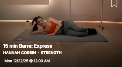 Hannah Corbin's 15 minute Barre: Express class from December 22, 2025