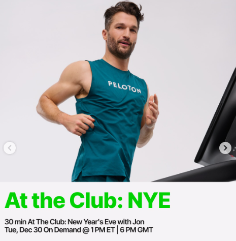Jon Hosking will have a New Year's Eve At the Club walk + run this week. Image credit Peloton social media.