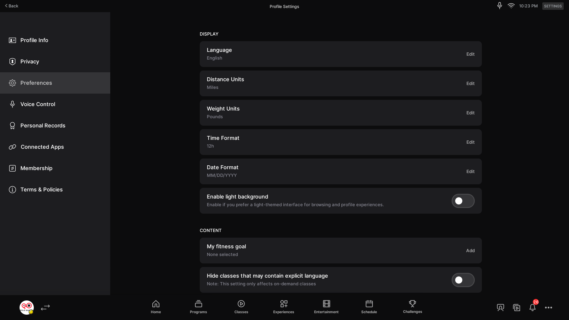 New light mode toggle in the "Preferences" area.