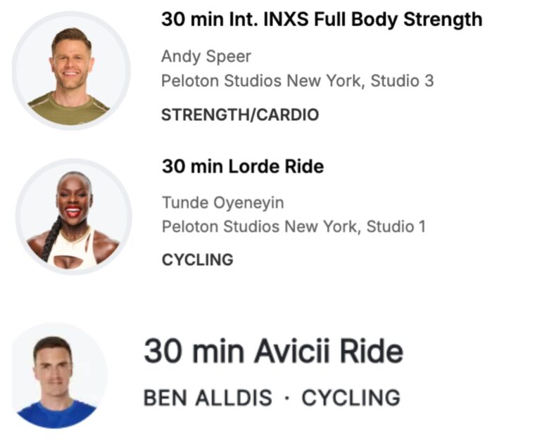 Peloton artist series classes with Lorde, INXS, and Avicii.