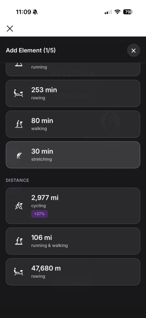 Picking from various stats to include on The Peloton Victory Lap / Year In Review.