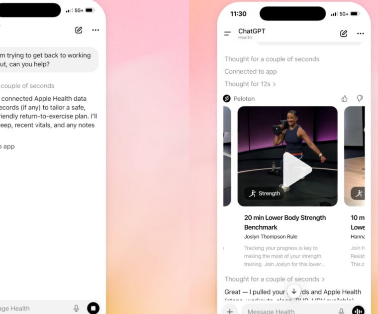 Peloton is part of ChatGPT Health.