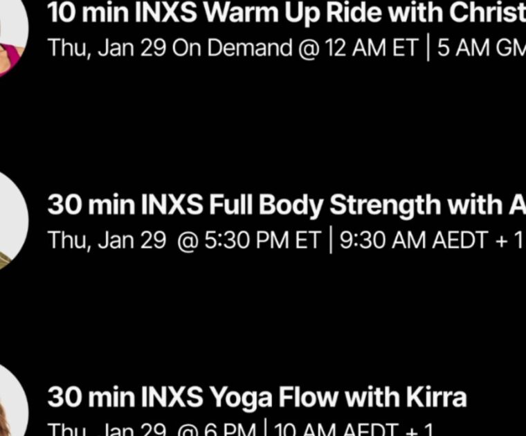 Peloton INXS classes. Image credit Peloton social media.