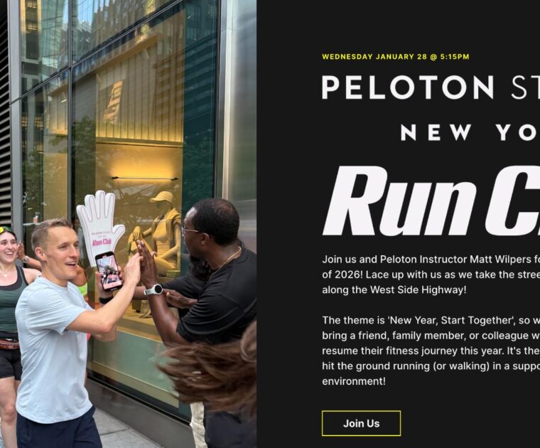 Peloton in-person run clubs for January 2026.