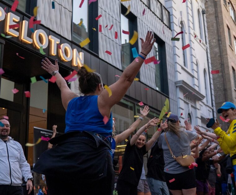 A previous run club outside Peloton Studios London (PSL).