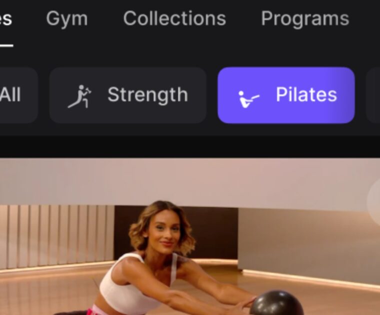 Peloton on-demand library showing Pilates as its own modality.
