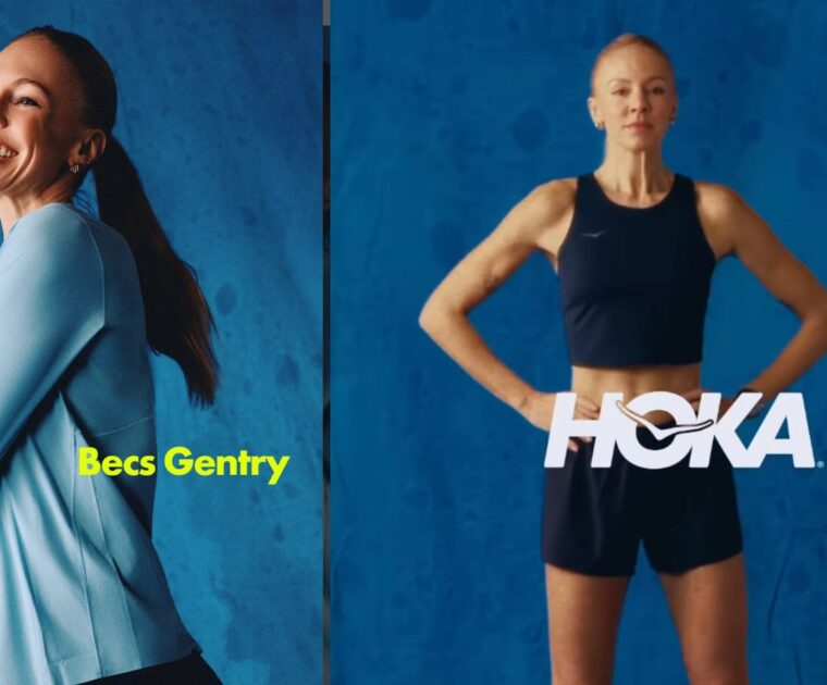 Social media post announcing Becs Gentry as a Hoka ambassador.