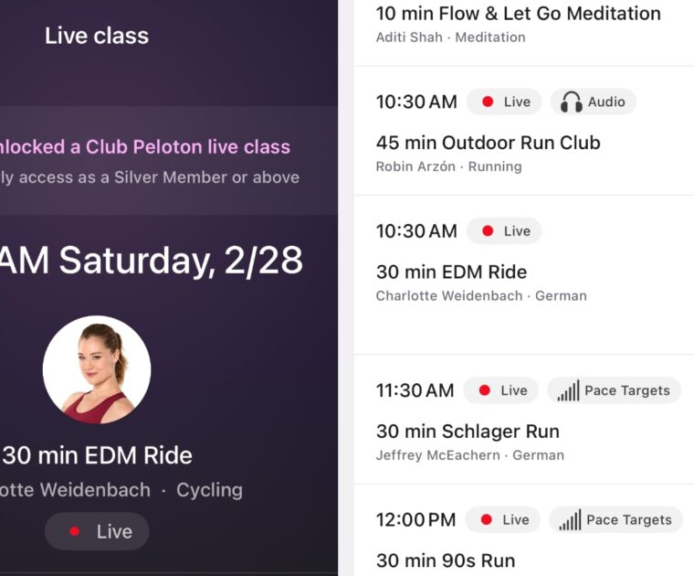Club Peloton class with Charlotte Weidenbach.