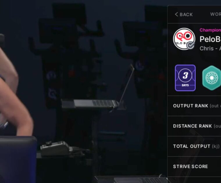 Post-class view showing Club Peloton info.