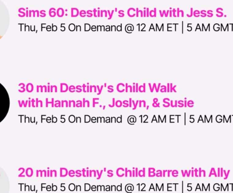 Destiny's Child Peloton Classes. Image credit Peloton social media.