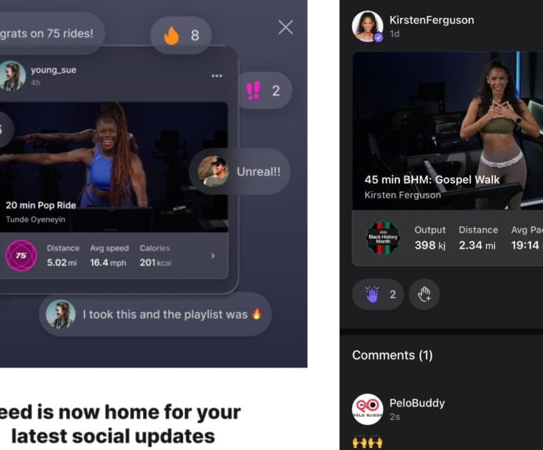 Updates to the feed feature in the Peloton app for iOS & android.