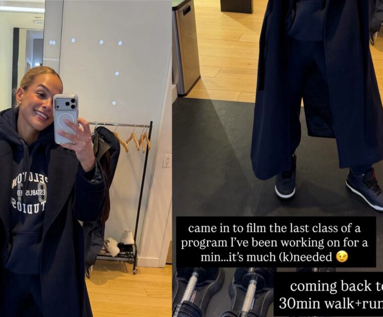 Jess Sims' Instagram Story teasing Peloton program on the way.