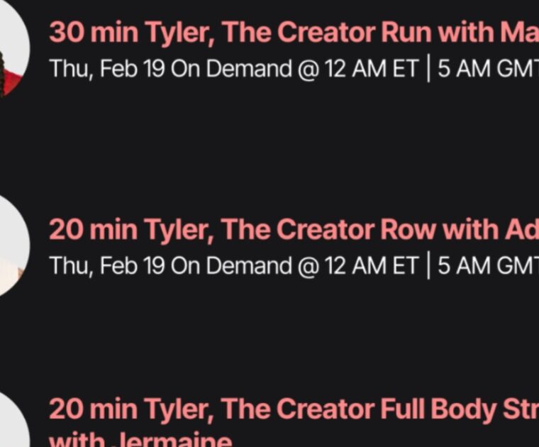 Tyler, the Creator Peloton classes. Image credit Peloton social media.