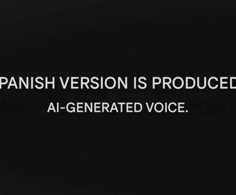 Translated version of the AI dubbing notification before a Peloton class.